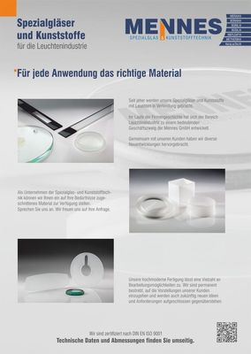 Special glasses and plastics for the lighting industry